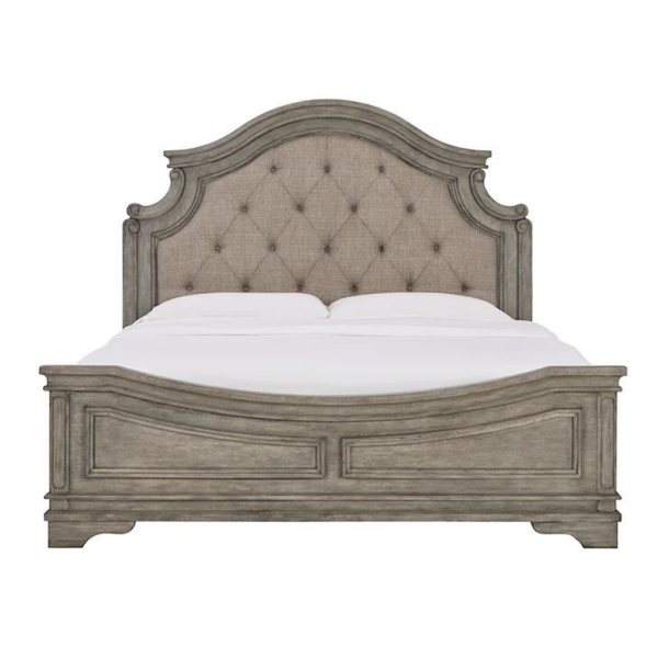 Mid-Century Modern Panel bed with Tufted Upholstery