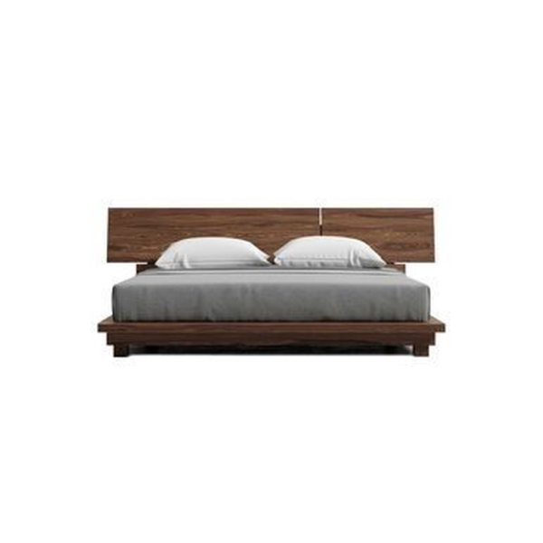 Mid-Century Modern Platform Bed Teak Wood Brown