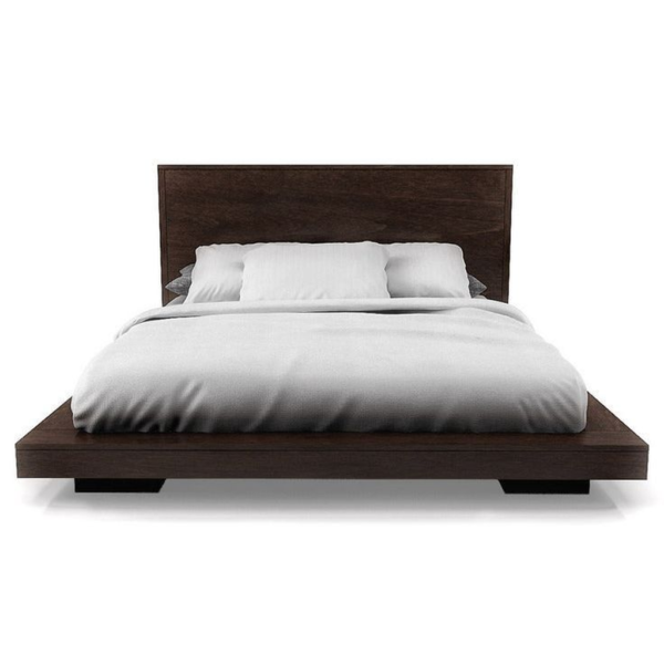 Mid-Century Modern Platform Bed Teak Wood Minimalism Design