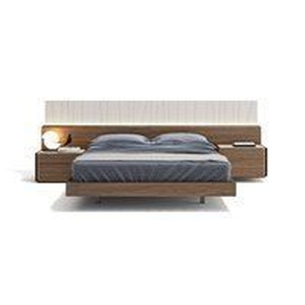Mid-Century Modern Teak Wood Bed with Integrated Nightstands