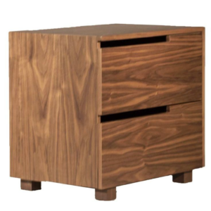 Mid-Century Modern Teak Wood Nightstand with Drawers Brown Color