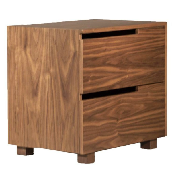 Mid-Century Modern Teak Wood Nightstand with Drawers Brown Color
