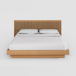 Mid-Century Modern Teak Wood Platform Bed Frame