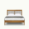 Mid Century Modern Teak Wood bed with Woven Headboard