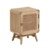 Mid-Century Modern Teak Wood bedside table with Rattan Door