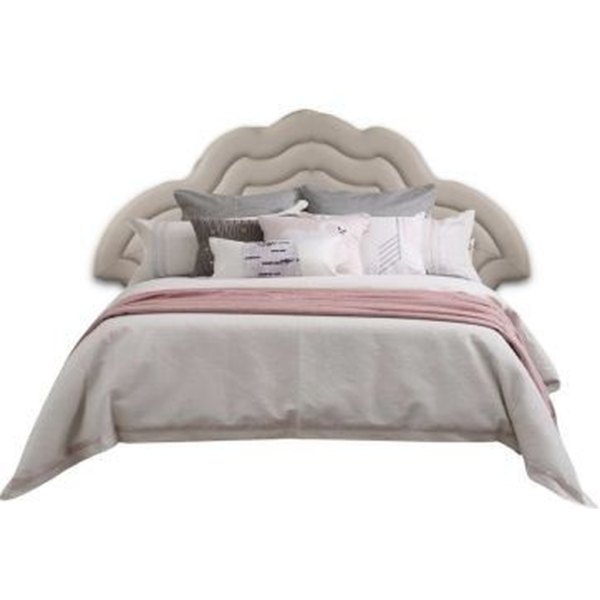 Mid-Century Modern Upholstered Bed Beige and Pink Daabadi Furniture exporter
