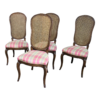 Mid-Century Modern Wicker Dining Chair with Plaid Upholstery