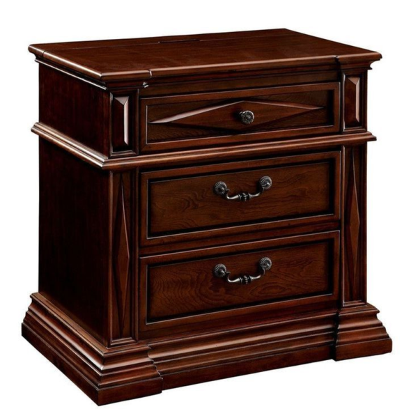 Mid-Century Modern Wood Bedside Table with Drawers