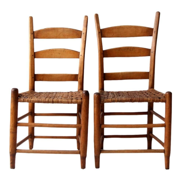 Mid-Century Modern Wood Dining Chair with Woven Seat