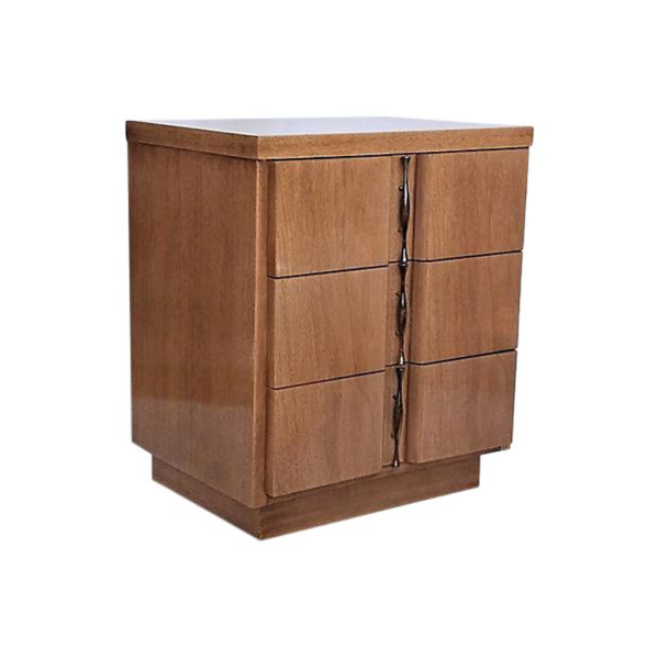 Mid-Century Modern Wood Nightstand with 3 Drawers