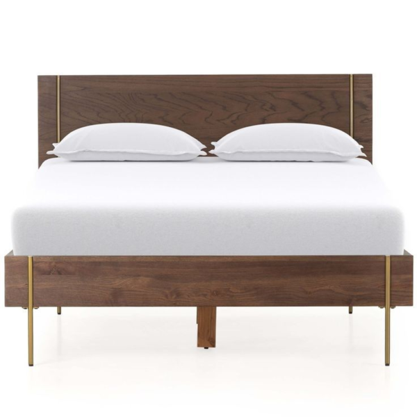 Mid-Century Modern bed with wood frame
