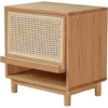 Mid-Century Modern bedside table Natural Brown Wood Rattan Detail