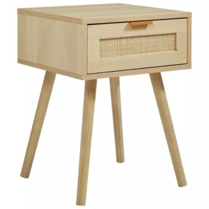 Mid-Century Modern bedside table with rattan drawer by Daabadi Furniture supplier