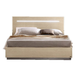 Mid-Century Modern beige wood bed