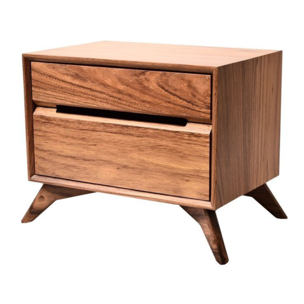 Mid-Century Modern brown wood bedside table by Daabadi Furniture manufacturer