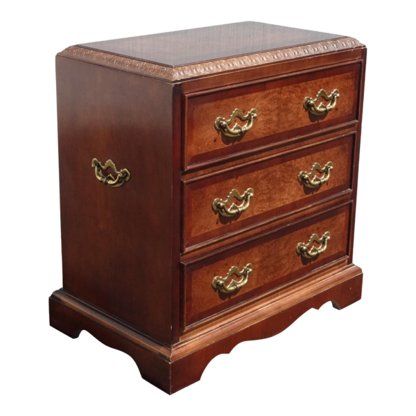Mid-Century Modern teak nightstand with brass handles
