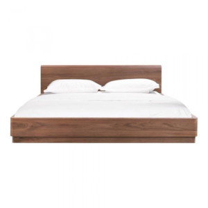 Mid-Century Modern wooden bed with a minimalist design