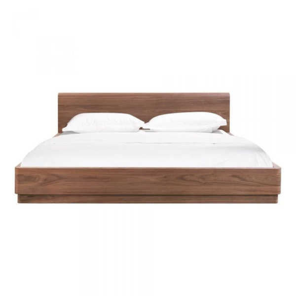 Mid-Century Modern wooden bed with a minimalist design