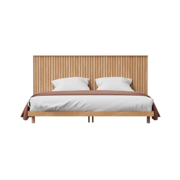 Mid-Century Teak Wood Bed with Headboard