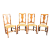 Mid-Century Wooden Dining Chair Set with Woven Seats