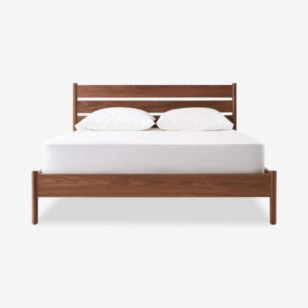 Minimalist Bed Teak Wood Frame Brown