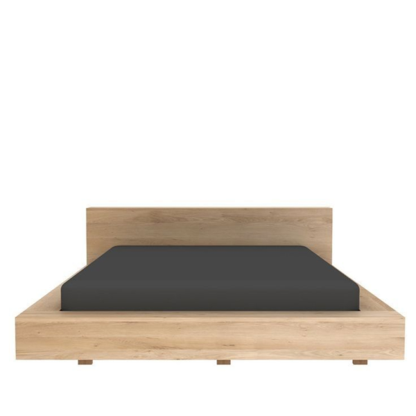 Minimalist teak wood platform bed