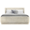 Modern Beige Linen Upholstered Platform Bed