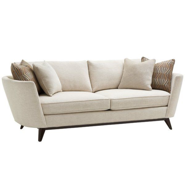 Modern beige fabric sofa with wood frame