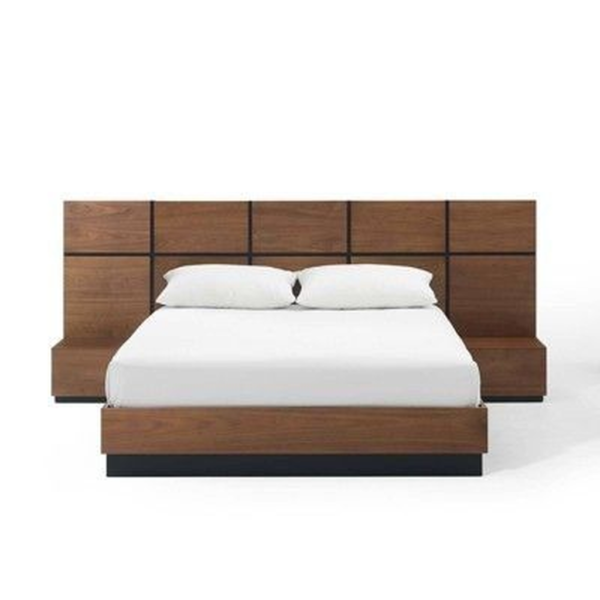 Modern Teak Wood Bed Frame with Platform Design