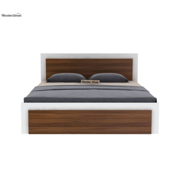 Modern Teak Wood Bed with Upholstered Headboard