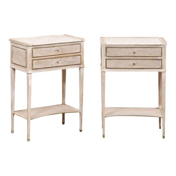 Modern White Wooden Nightstand with Drawers