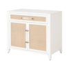 Modern White and Rattan Nightstand