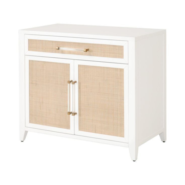 Modern White and Rattan Nightstand