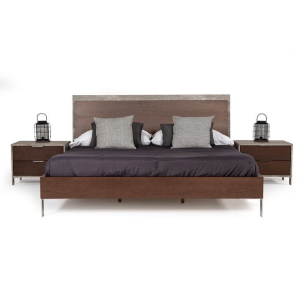 Modern bed with wood frame and minimalist design