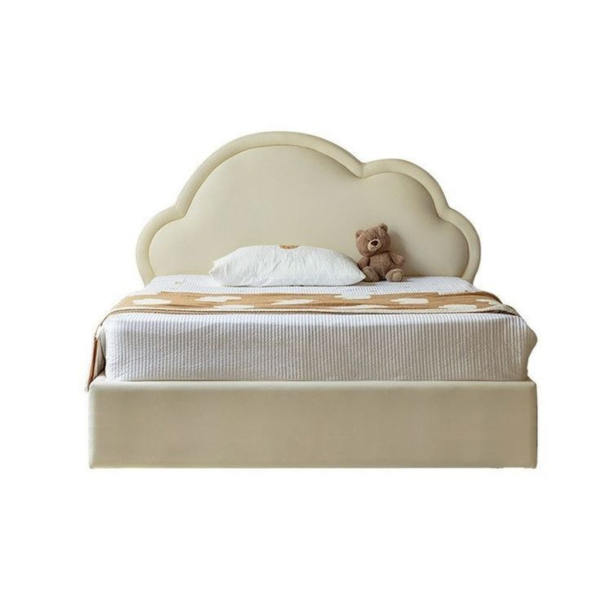 Modern cloud bed upholstered in beige fabric