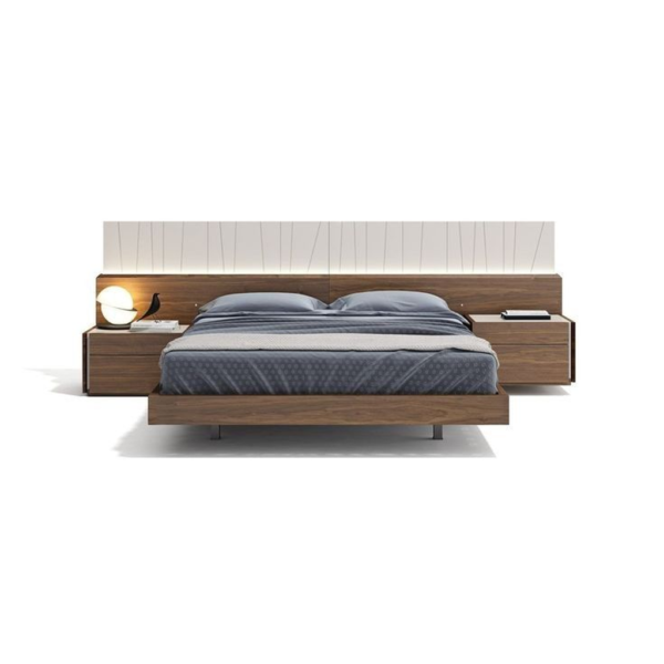 Modern teak wood bed with minimalist design
