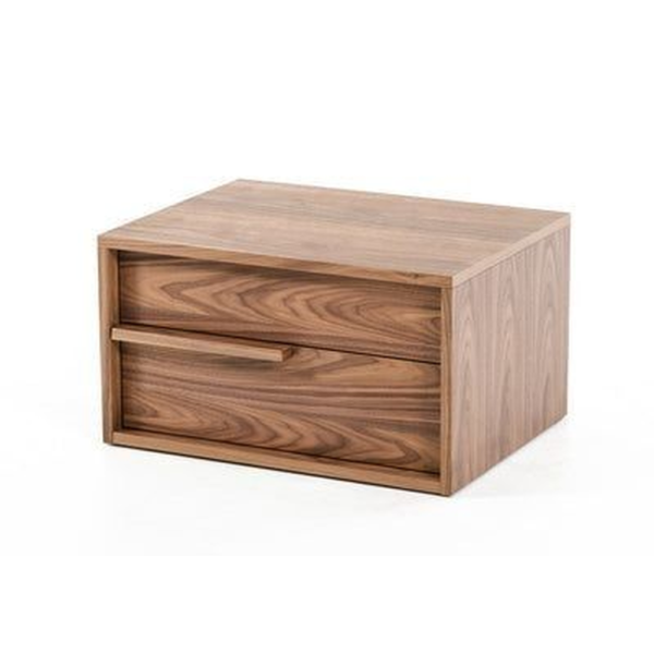 Modern wood bedside table with drawers