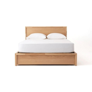 Natural Wood Bed Frame Mid-Century Modern Design