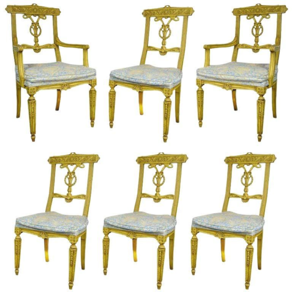 Neoclassical Dining Chair Set Wood Gold Daabadi Furniture wholesaler