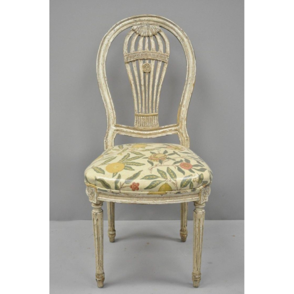 Neoclassical Dining Chair with Floral Seat