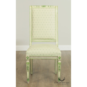 Neoclassical Dining Chair with Green Accents