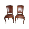 Pair of Classic Brown Leather Dining Chairs
