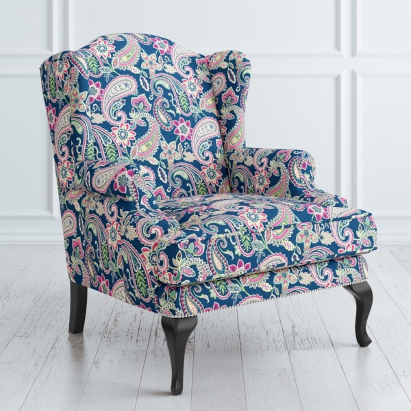 Paisley Pattern Wingback Armchair by Daabadi Furniture exporter