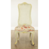 Rococo Antique Dining Chair with Cream Wood Frame and Floral Upholstery