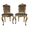 Rococo Dining Chair with Striped Fabric Upholstery