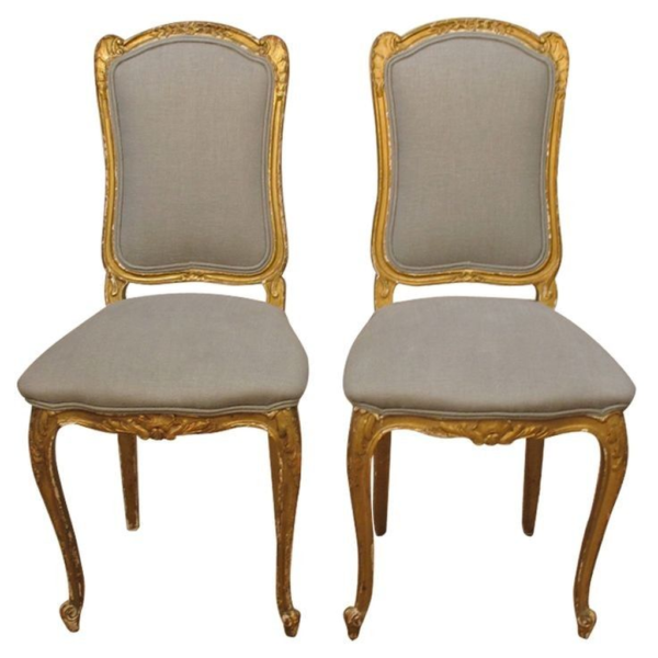 Rococo Era Gold and Gray Dining Chair