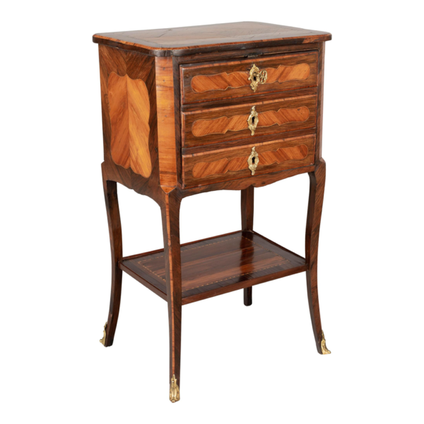 Rococo Nightstand Marquetry Wood Vintage Bedside Table