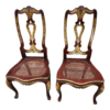 Rococo style dining chair with burgundy and gold floral details