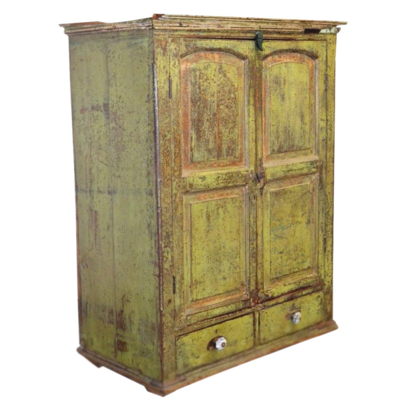 Rustic Green Armoire with Distressed Finish