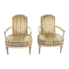 Set of two mid-century modern striped arm dining chairs